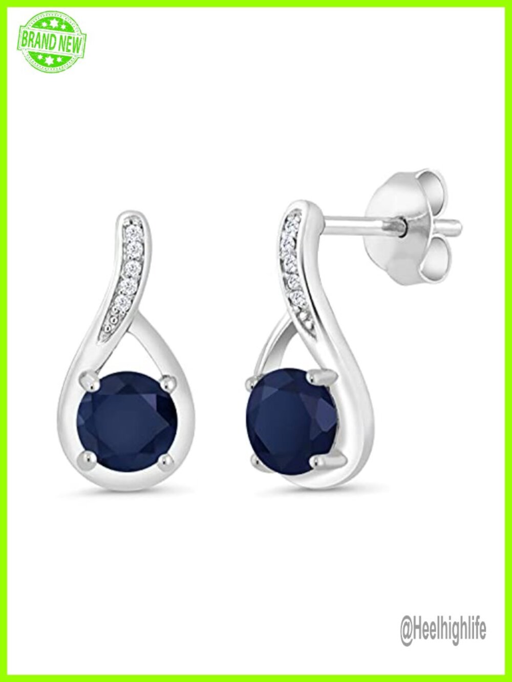 5MM Round Gemstone & White Diamond Infinity Earrings 925 Sterling Silver